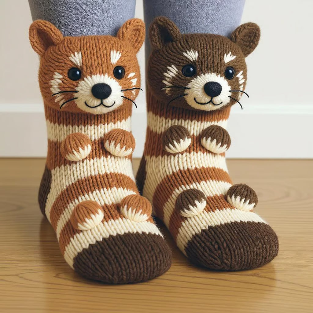 Handstickande Animal Socks