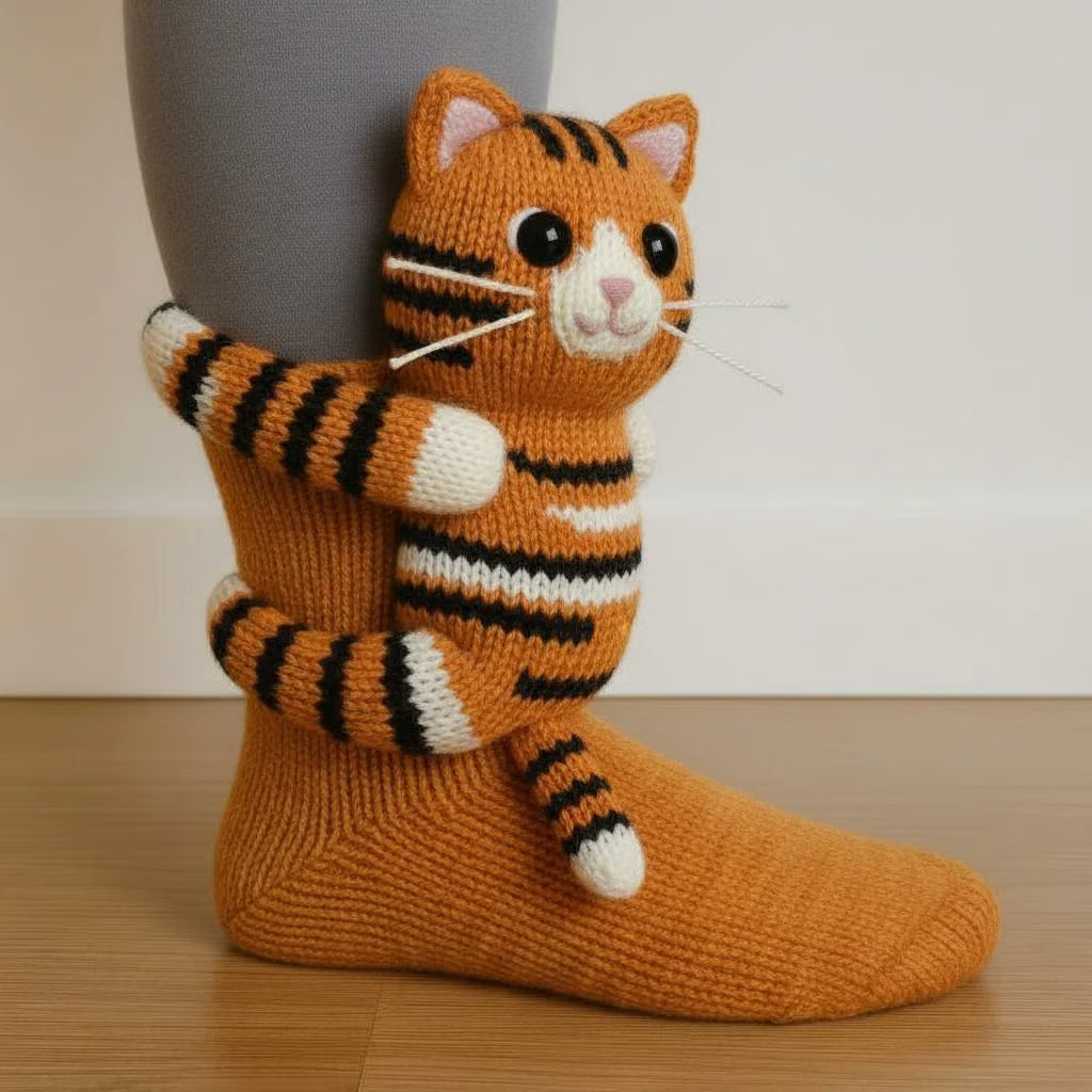 Handstickande Animal Socks